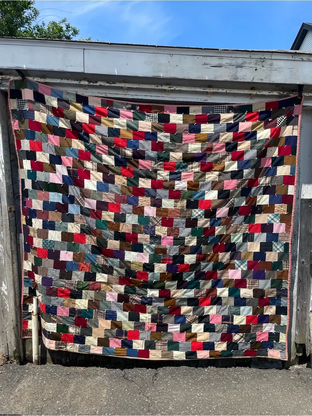 Vintage 1940s Handmade Wool Quilt